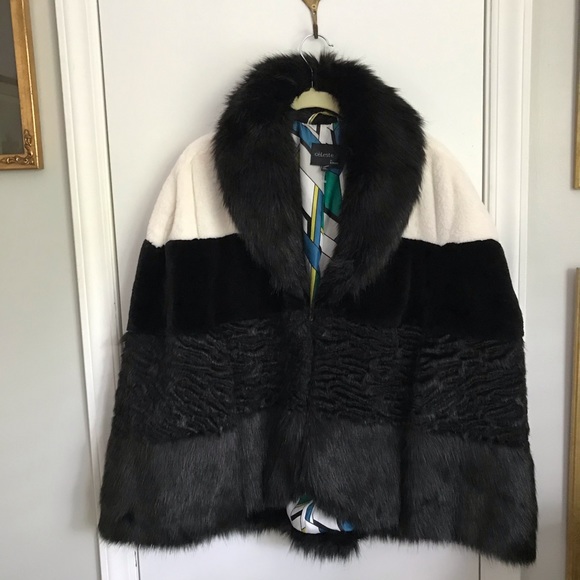 CeLeste by Bibhu fur cape black and white - Picture 10 of 13